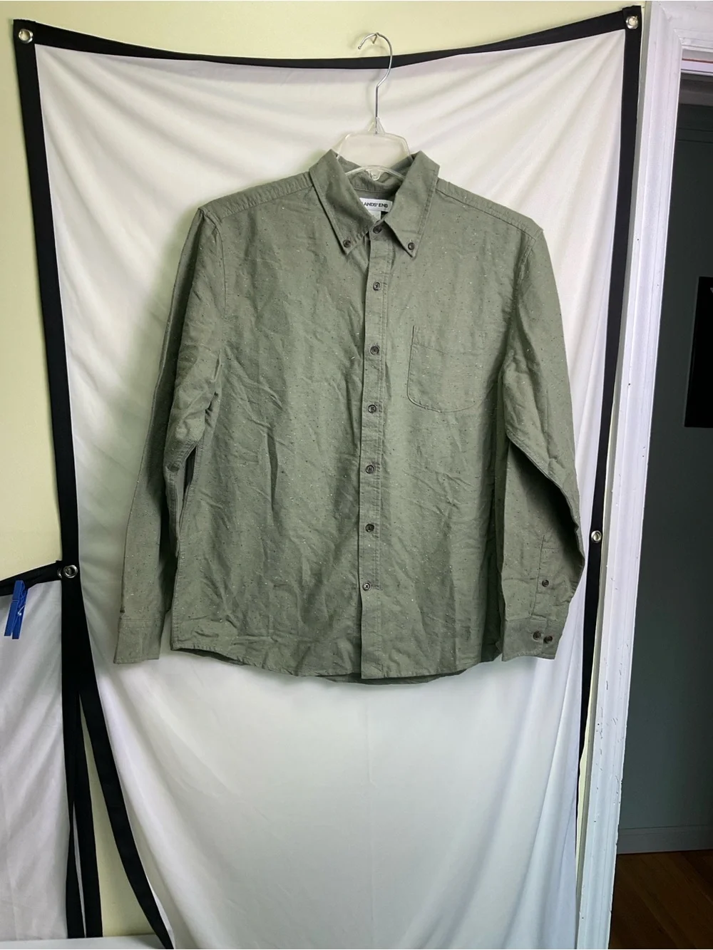 Lands' End Men's Long Sleeve Flagship Flannel Shirt - Olive